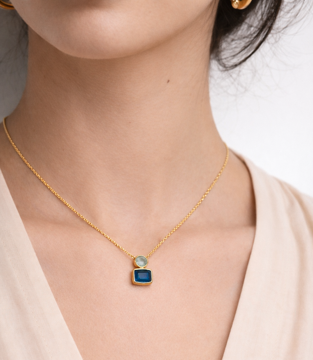 Collar ÉCLAT-DUO — Apatite et préhénite