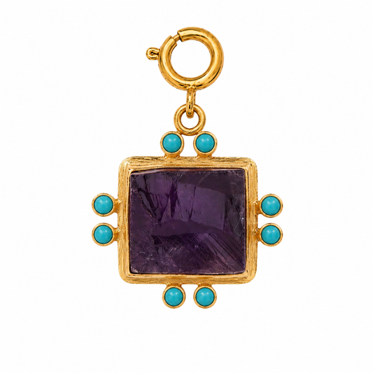 Charm Améthyste & Turquoises