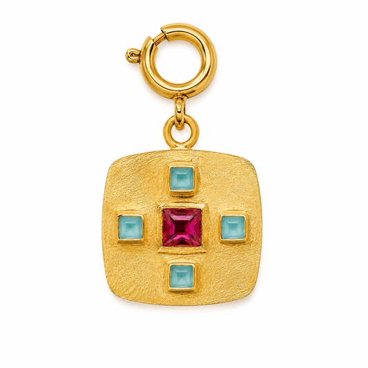 Charm Byzantium - Tourmaline & Calcedoines bleue