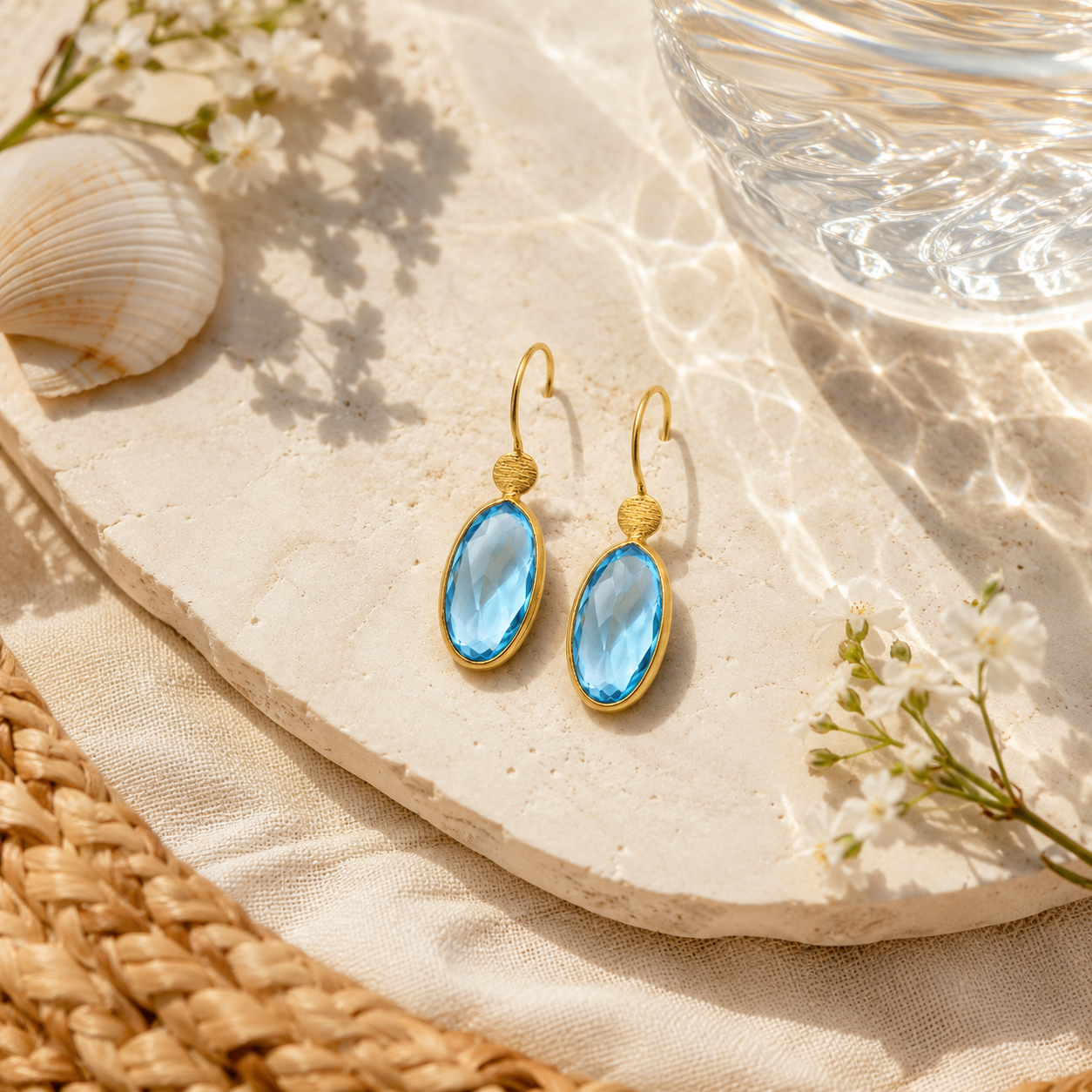 Boucles d'oreilles Aphrodite - Topaze bleu