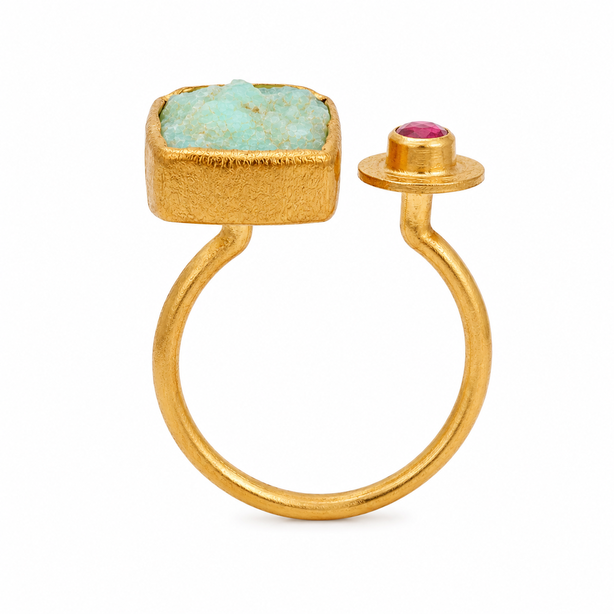 Bague Éclipse - Crisoprase & Tourmaline rose