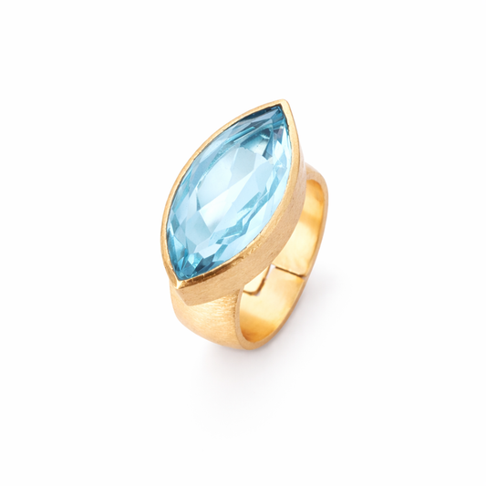 Bague Marquise - Topaze bleu