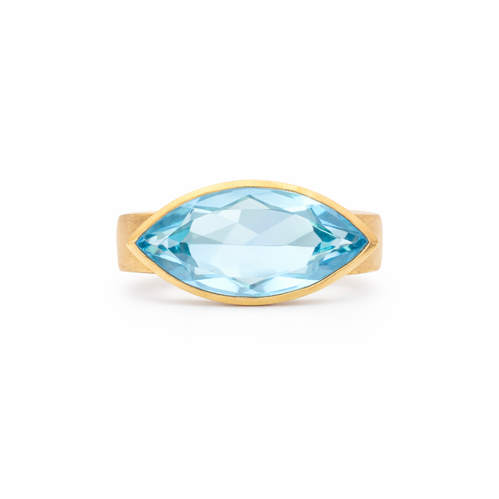 Bague Marquise - Topaze bleu