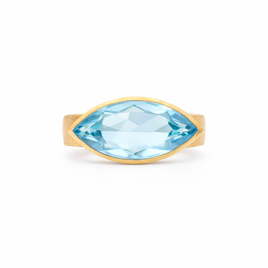 Bague Marquise - Topaze bleu