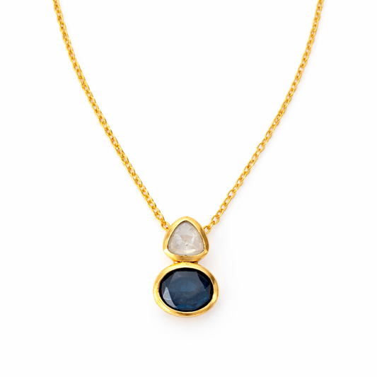 Collier ÉCLAT-DUO — Labradorite & Pierre de Lune