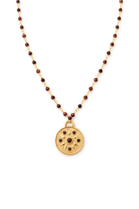 Collier Rosa de los vientos Granates