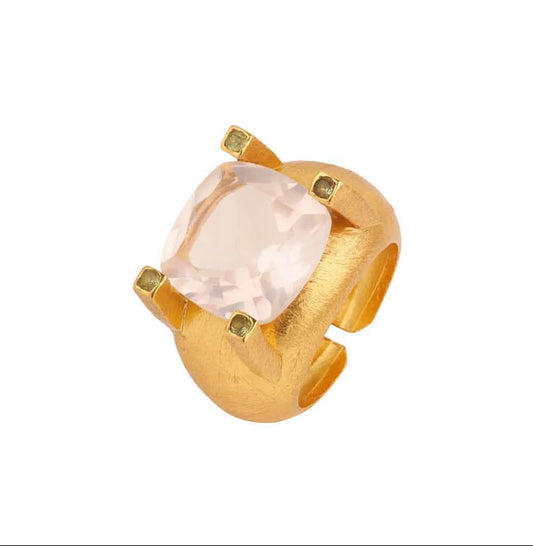 Bague Harmonie – Quartz Rose & Péridots