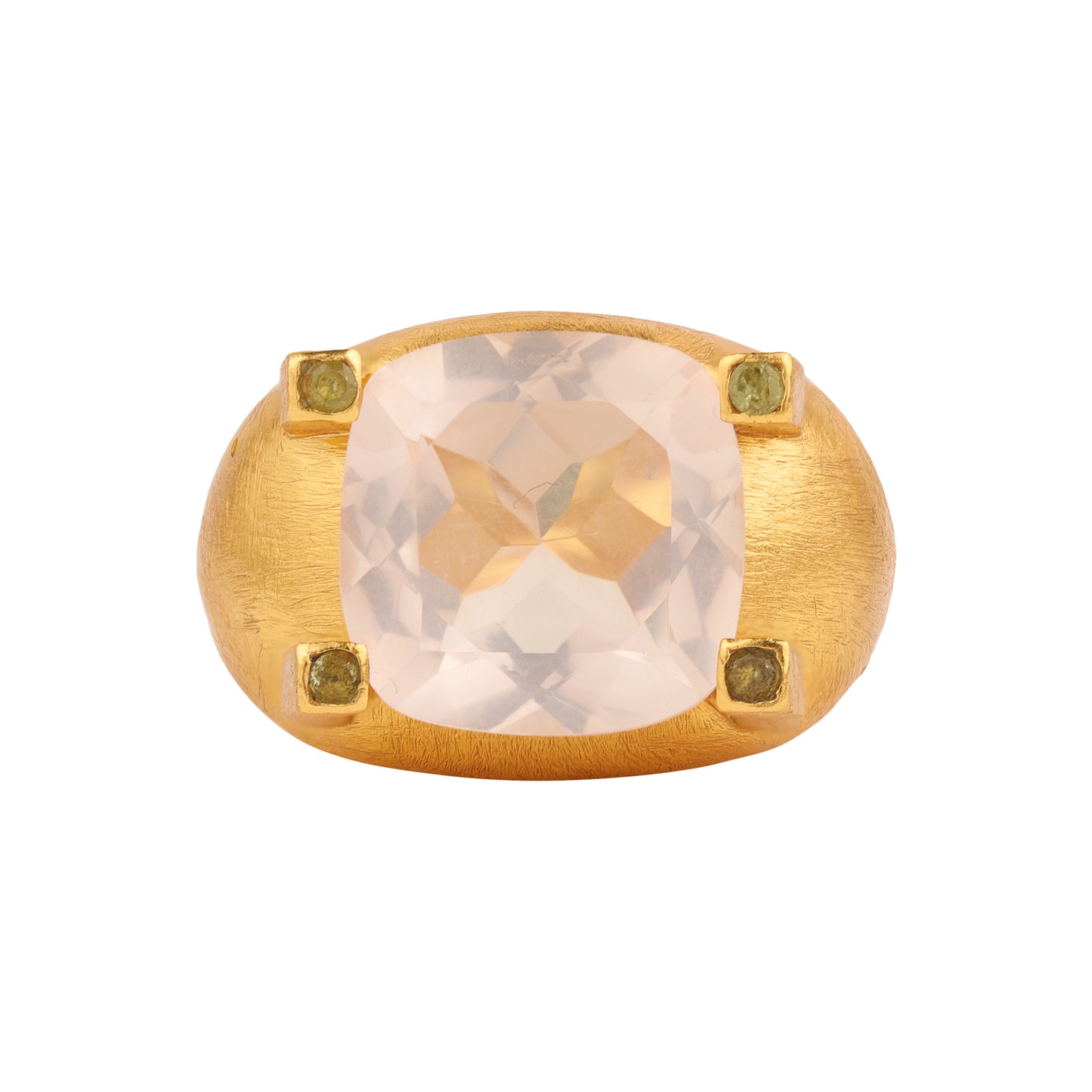 Bague Harmonie – Quartz Rose & Péridots