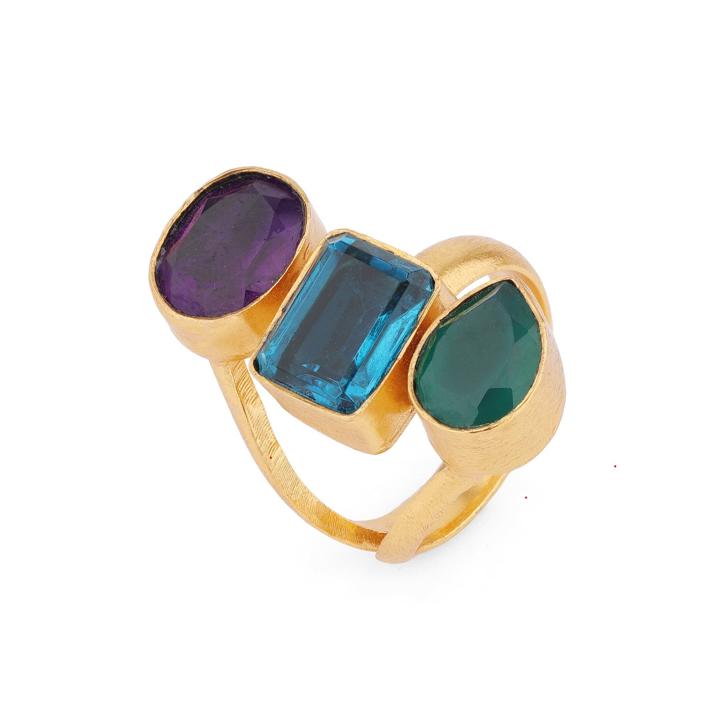 Bague SIENA - Onyx vert, Apatite et Améthyste.