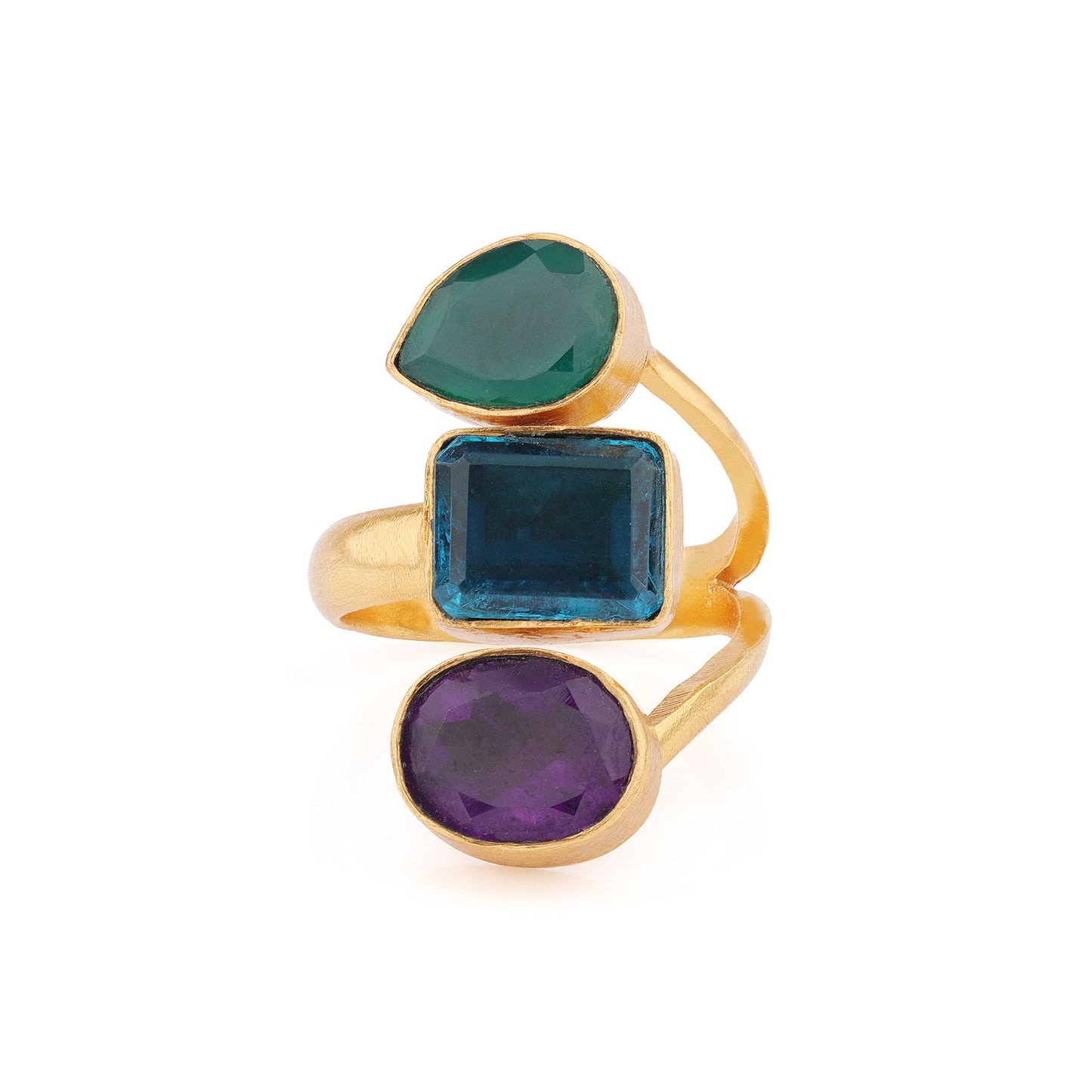 Bague SIENA - Onyx vert, Apatite et Améthyste.